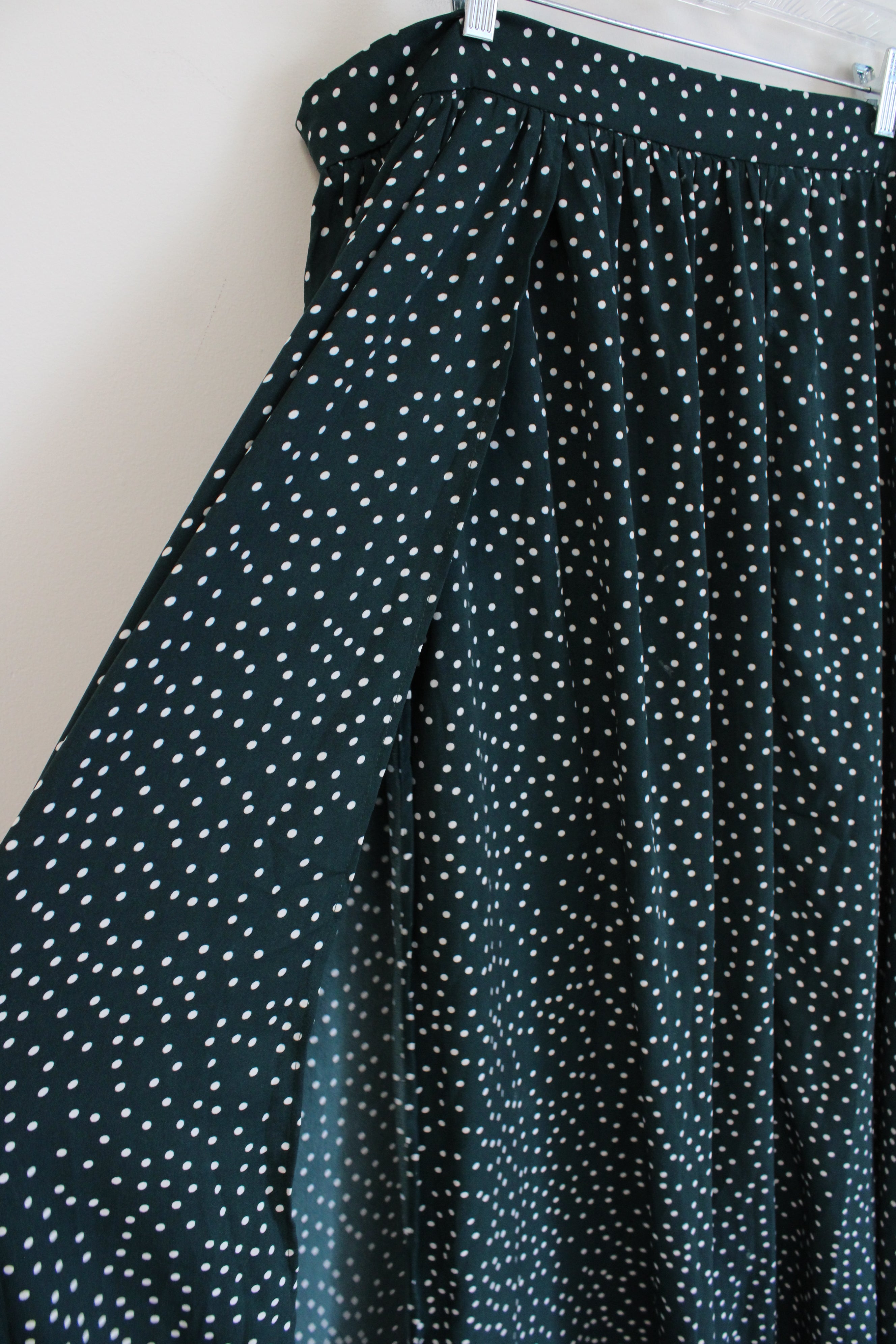 Shein Curve Dark Green & White Polka Dot Slitted Maxi Skirt | 3XL