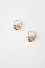 Yellow 14KT Gold Crystal Round Leverback Earrings