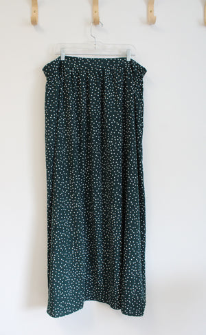 Shein Curve Dark Green & White Polka Dot Slitted Maxi Skirt | 3XL