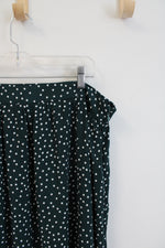 Shein Curve Dark Green & White Polka Dot Slitted Maxi Skirt | 3XL