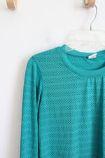 Zyia Active Teal Mesh Athletic Long Sleeved Shirt | M