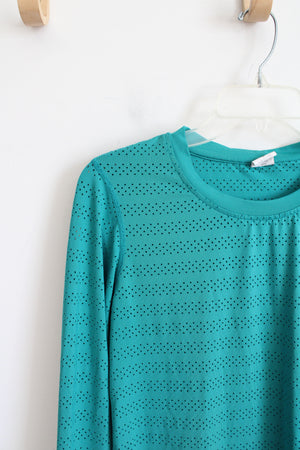 Zyia Active Teal Mesh Athletic Long Sleeved Shirt | M
