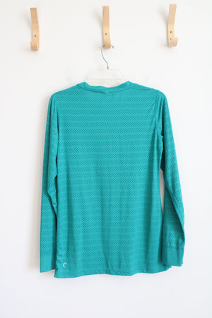Zyia Active Teal Mesh Athletic Long Sleeved Shirt | M