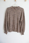 Abercrombie & Fitch Tan Leopard Print Soft A&F Collection Mock Neck Sweatshirt | L