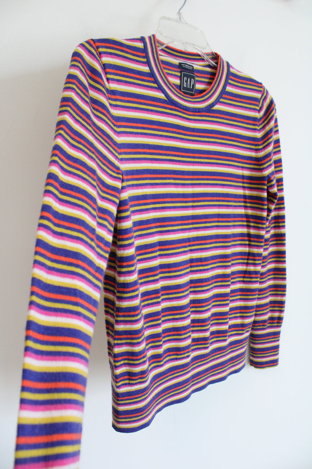 Gap Merino Wool Light Knit Purple Striped Sweater | S