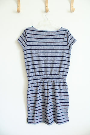 Ann Taylor Blue Striped Elastic Waist Dress | M