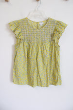 J.Crew Yellow Floral Cotton Smocked Top | M