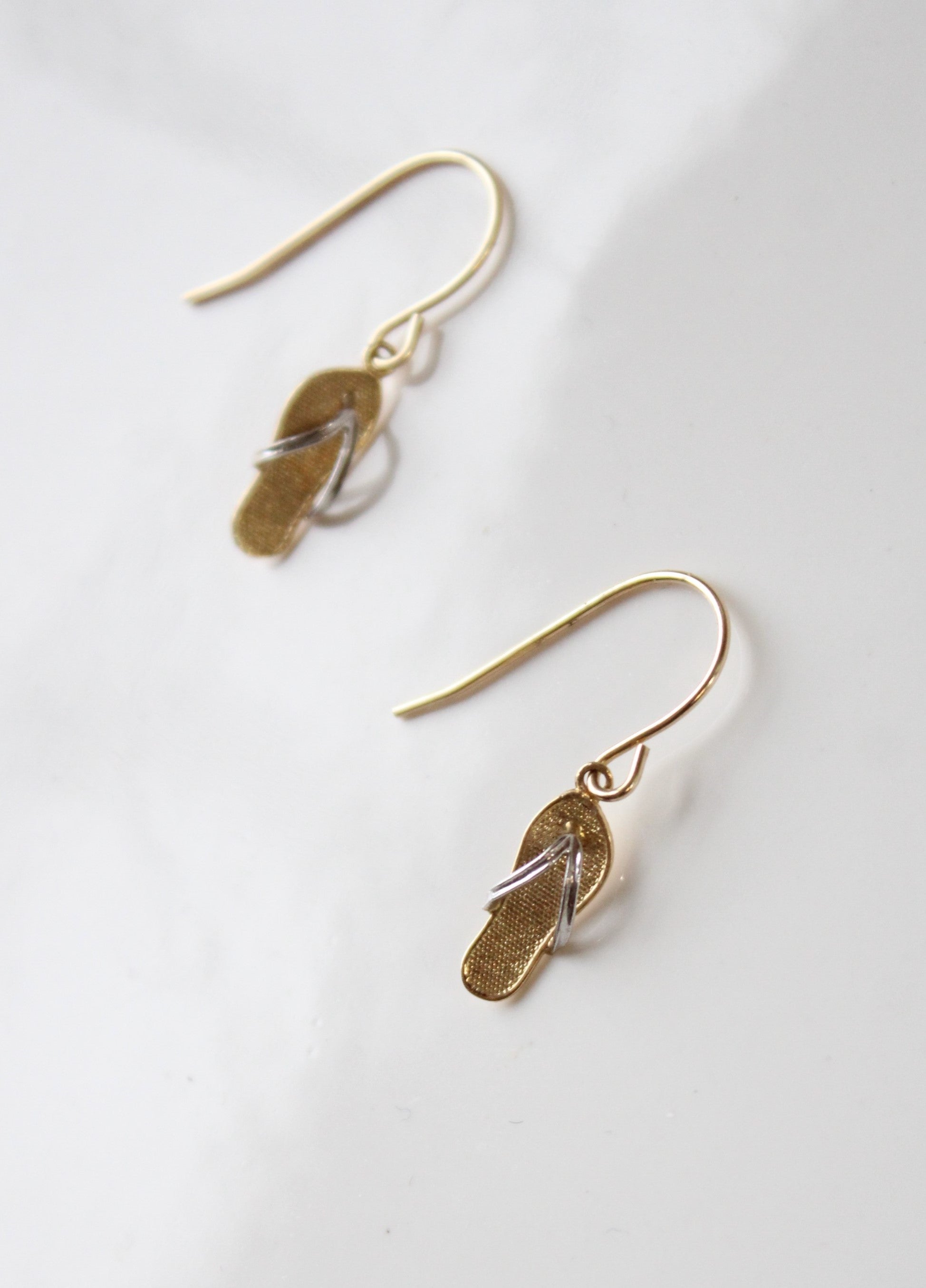 JCM Two-Toned 14K Gold Dangle Flip Flop Earrings