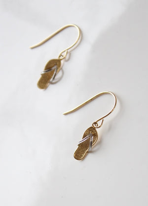 JCM Two-Toned 14K Gold Dangle Flip Flop Earrings