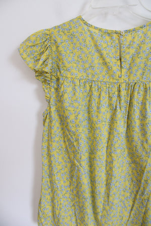 J.Crew Yellow Floral Cotton Smocked Top | M