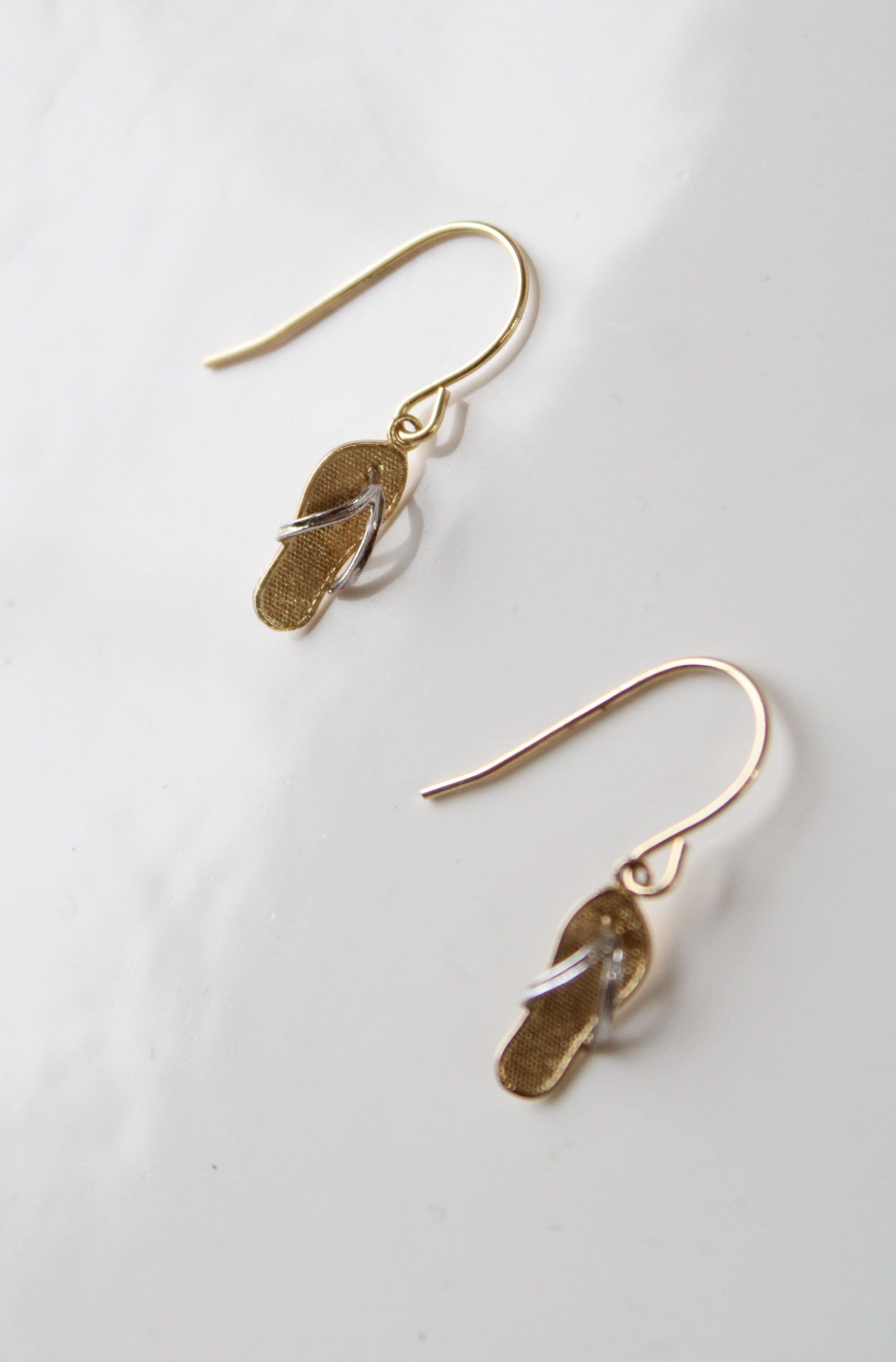 JCM Two-Toned 14K Gold Dangle Flip Flop Earrings