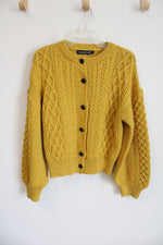 Irelands Eye Dublin Yellow Wool Knit Cardigan | XL