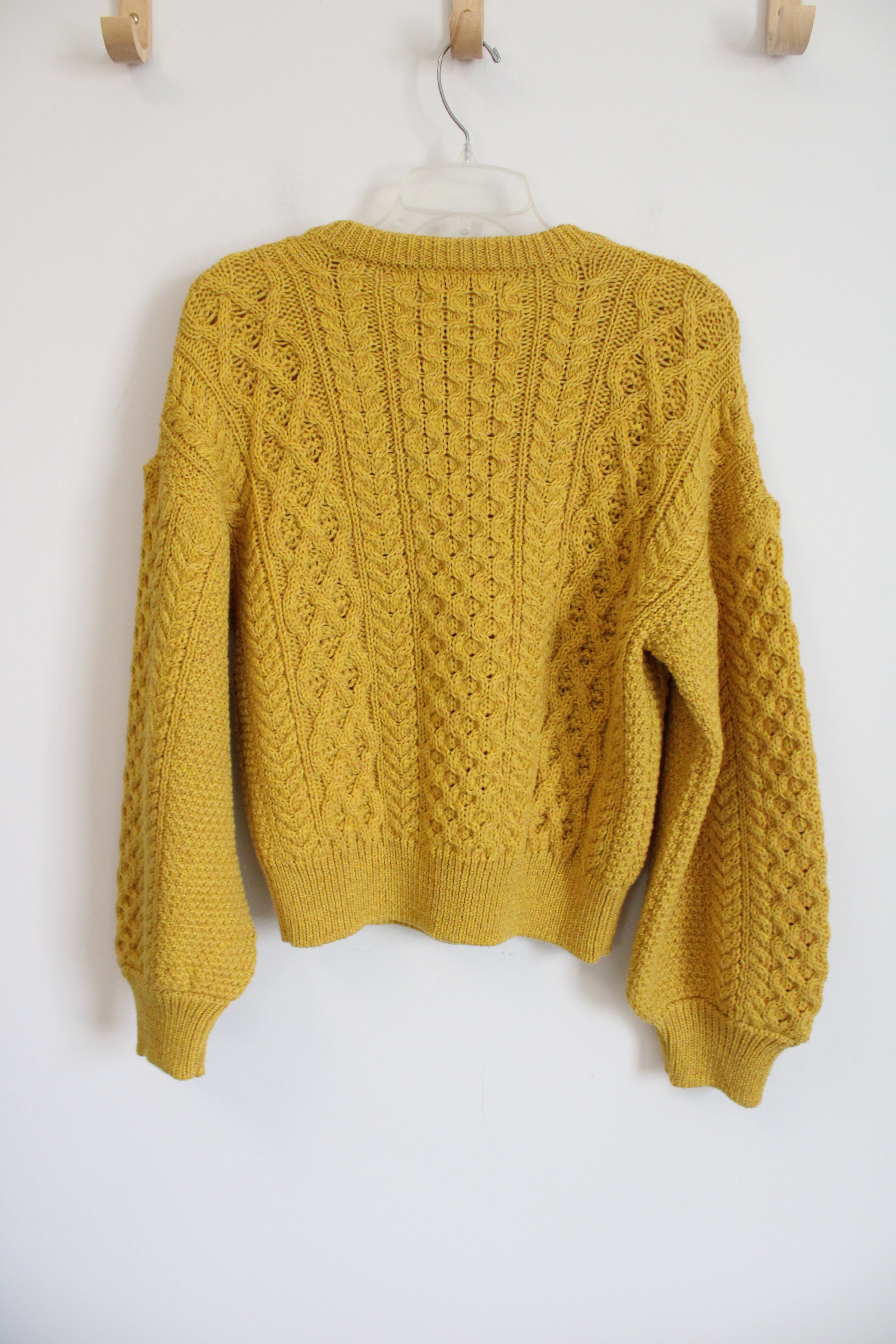 Irelands Eye Dublin Yellow Wool Knit Cardigan | XL