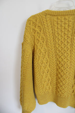 Irelands Eye Dublin Yellow Wool Knit Cardigan | XL