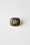 Damascene Black Gold Etched Vintage Knights On Horses Pin