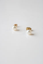 Genuine Ivory Pearl 10K Yellow Gold Stud Earrings