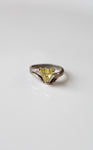 Trillion Cut Canary Yellow Stone Sterling Silver Vintage Ring | Size 8.5