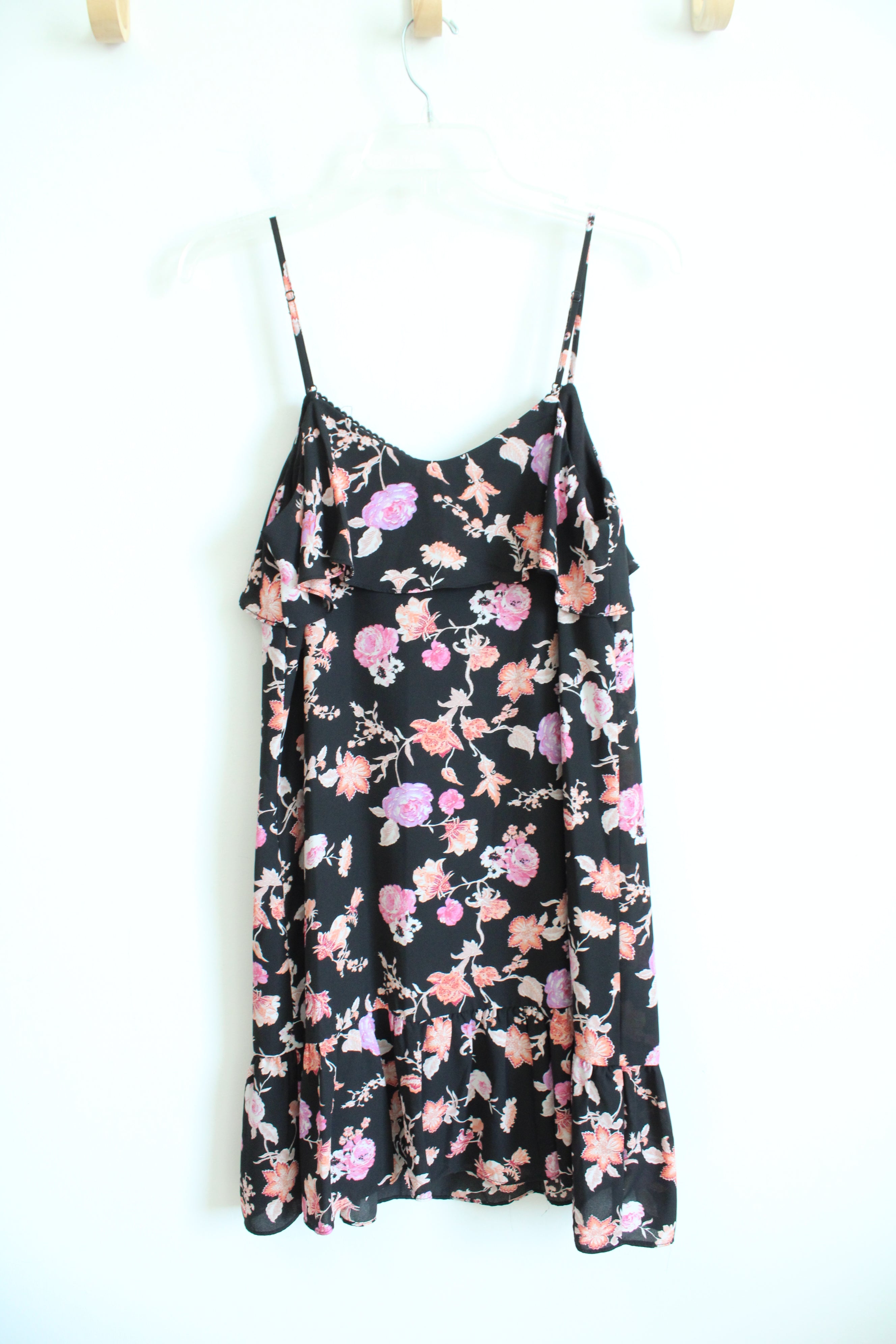 Xhilaration Black Pink & Orange Floral Flowy Dress | M