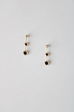 3 Round Clear Stone Drop 14KT Gold Stud Earrings