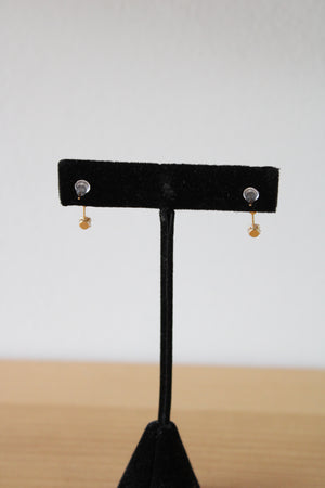 3 Round Clear Stone Drop 14KT Gold Stud Earrings