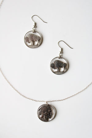 Buffalo Nickle Earring & Necklace Set