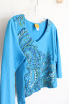 Ruby Rd. Blue Patterned V-Neck Top | L