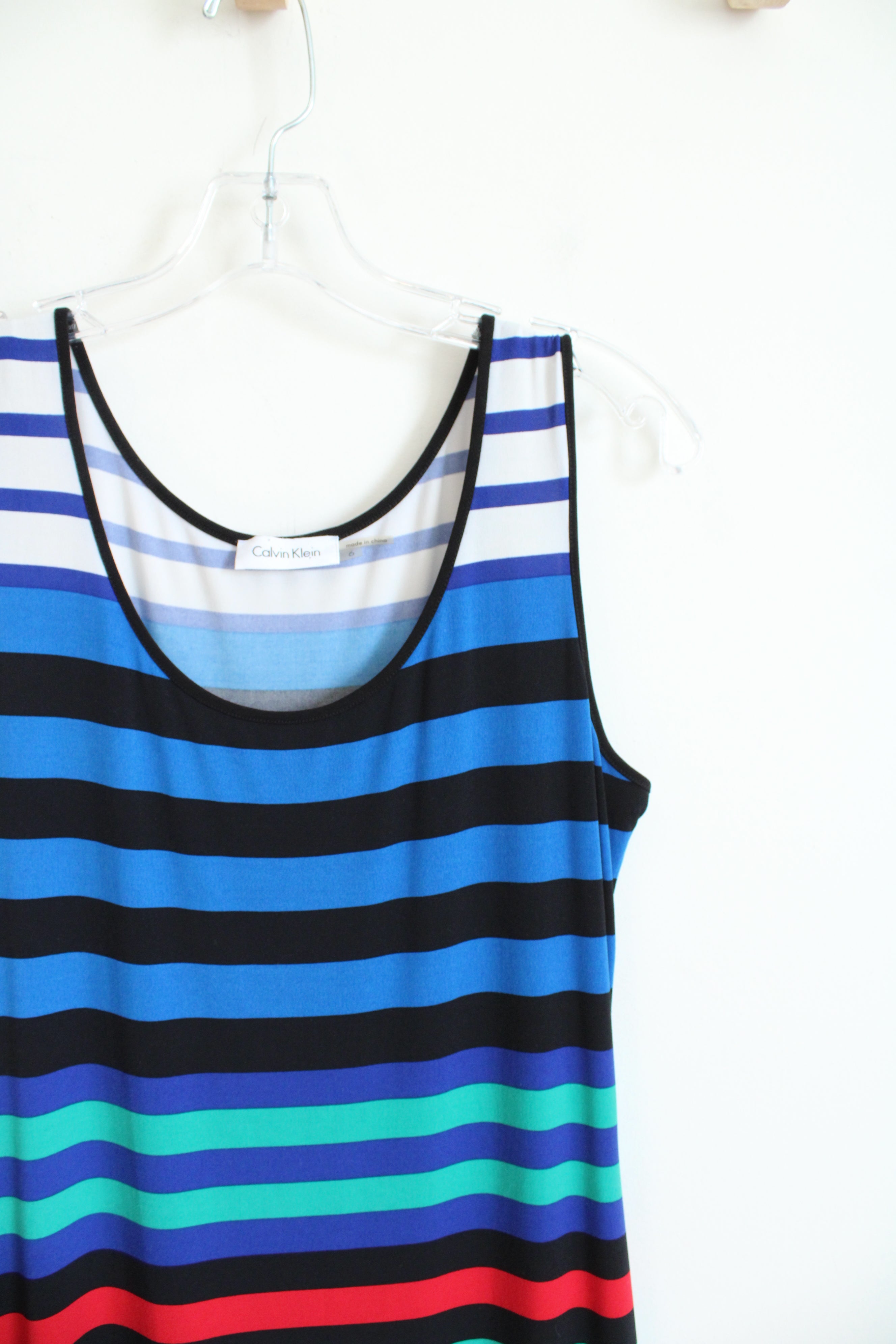 Calvin Klein Black Striped Maxi Tank Dress | 6