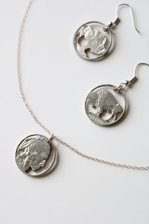 Buffalo Nickle Earring & Necklace Set