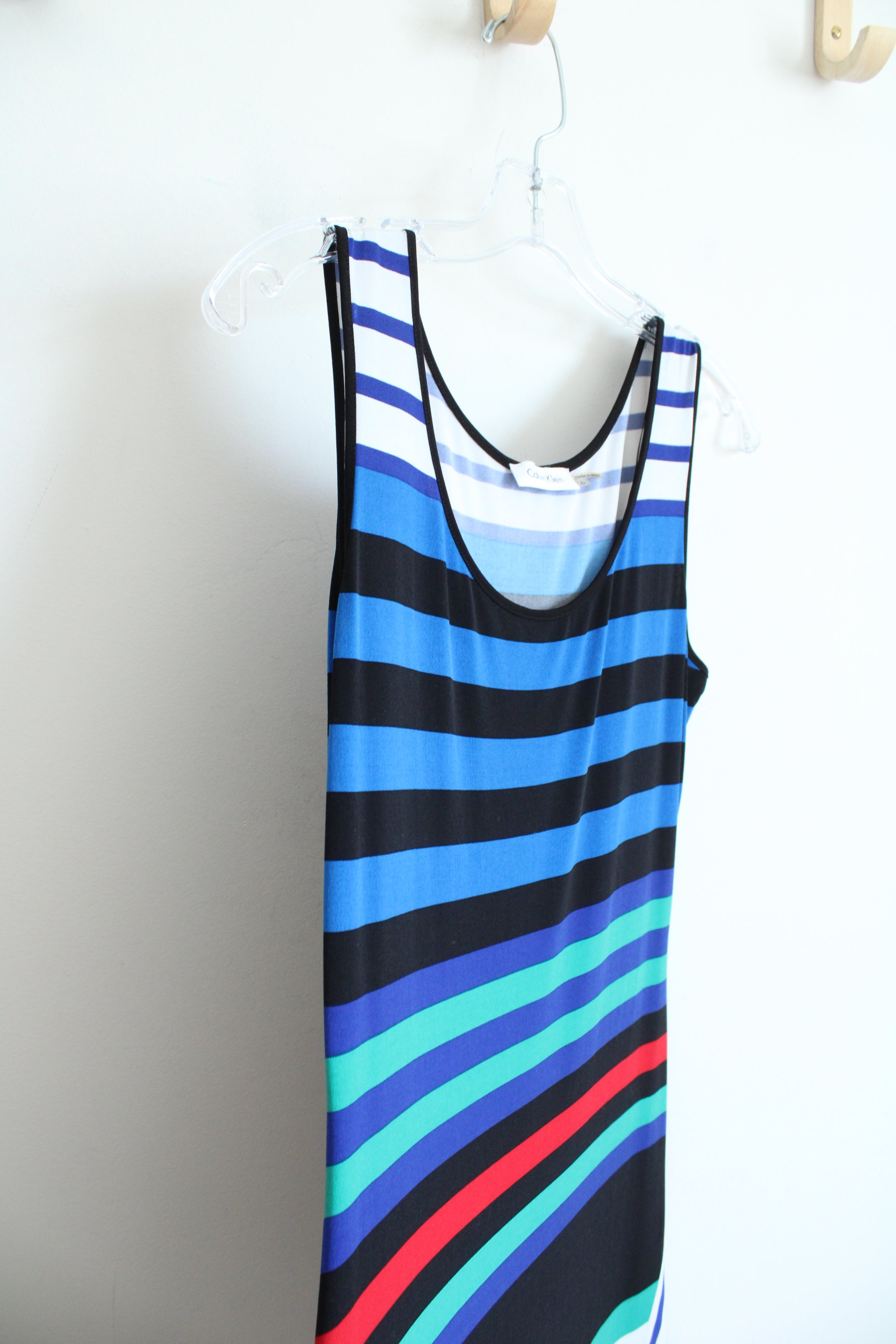 Calvin Klein Black Striped Maxi Tank Dress | 6