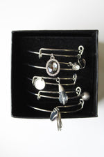 NEW Silver Charm Bangle Bracelets | Set Of 5