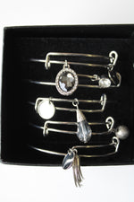 NEW Silver Charm Bangle Bracelets | Set Of 5