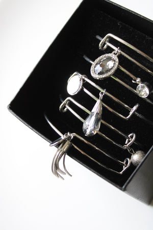 NEW Silver Charm Bangle Bracelets | Set Of 5