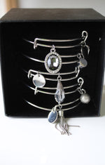 NEW Silver Charm Bangle Bracelets | Set Of 5