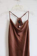 NEW Fifteen Twenty Cocoa Brown Satin Midi Slip Dress | M