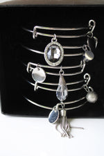 NEW Silver Charm Bangle Bracelets | Set Of 5