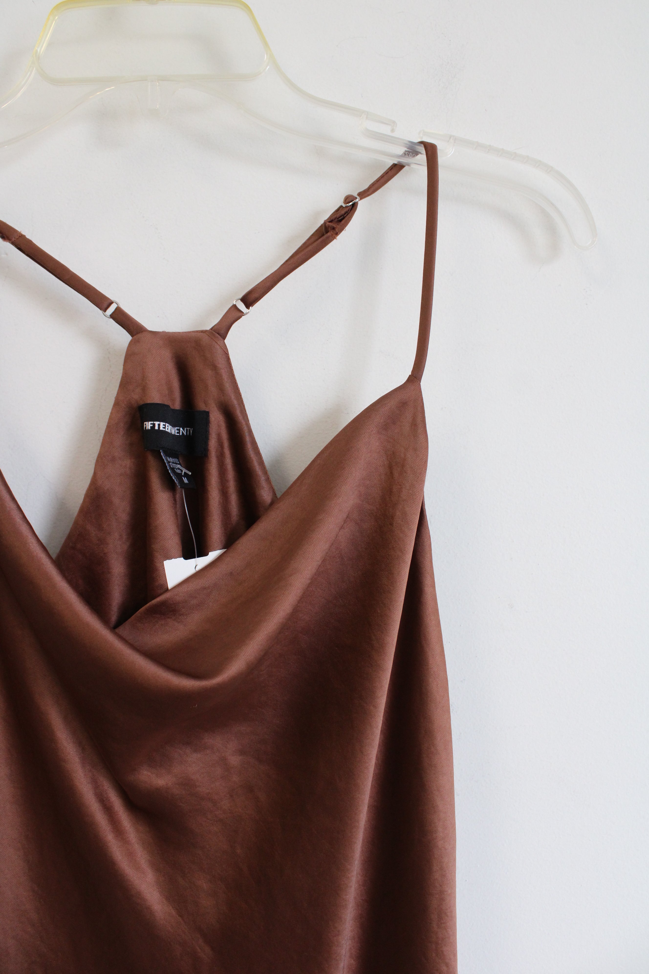 NEW Fifteen Twenty Cocoa Brown Satin Midi Slip Dress | M