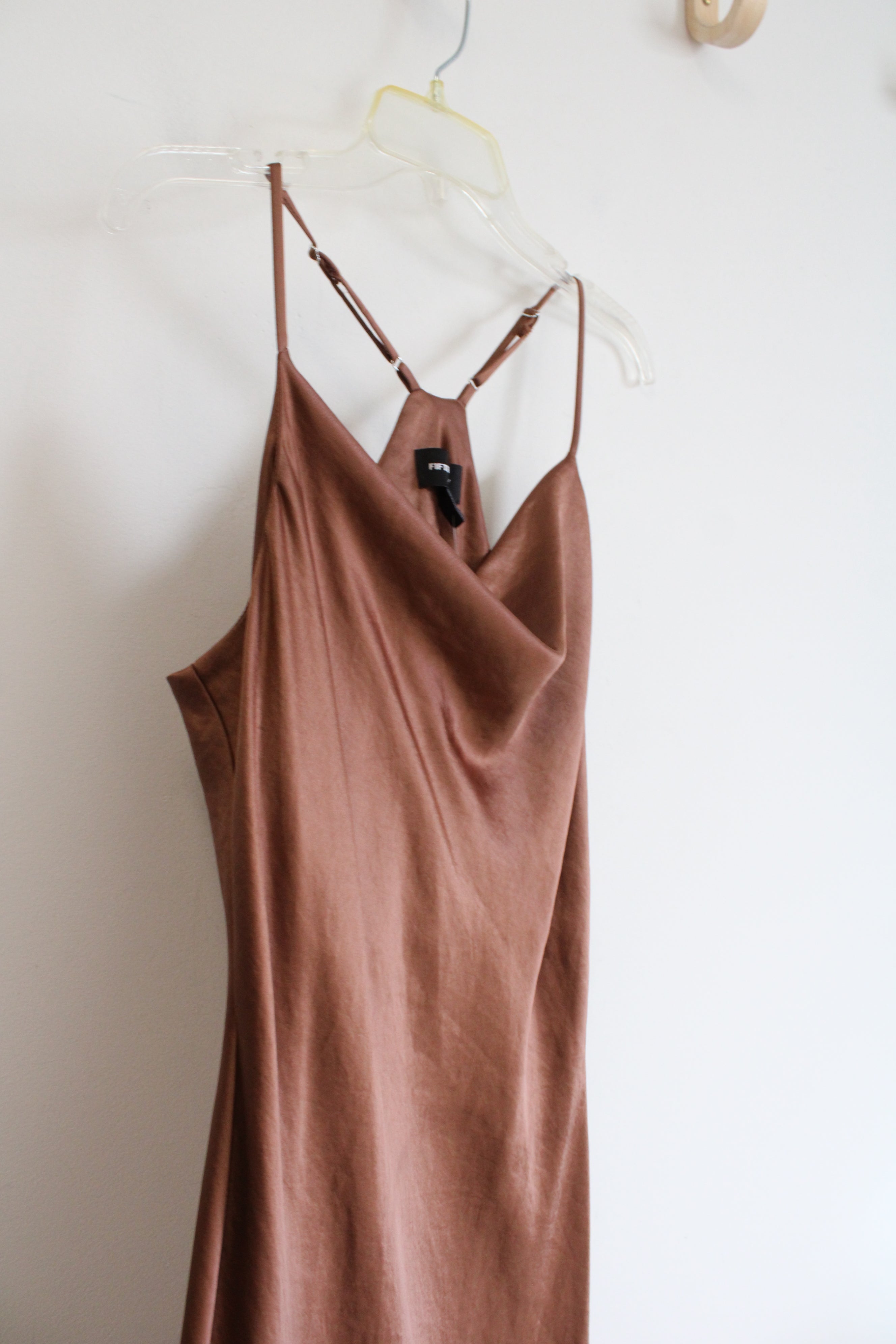 NEW Fifteen Twenty Cocoa Brown Satin Midi Slip Dress | M