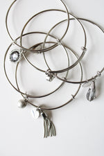 NEW Silver Charm Bangle Bracelets | Set Of 5