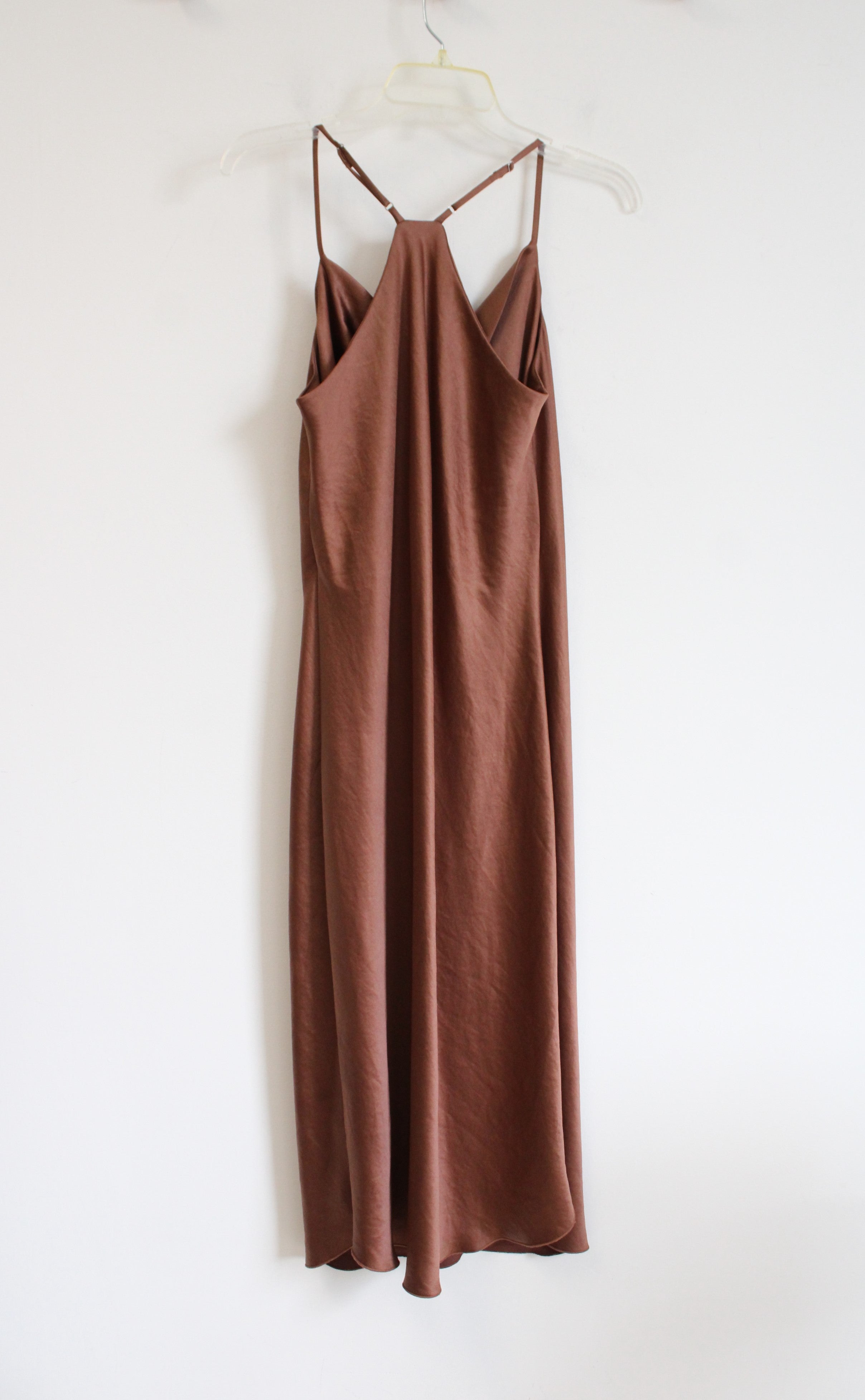 NEW Fifteen Twenty Cocoa Brown Satin Midi Slip Dress | M