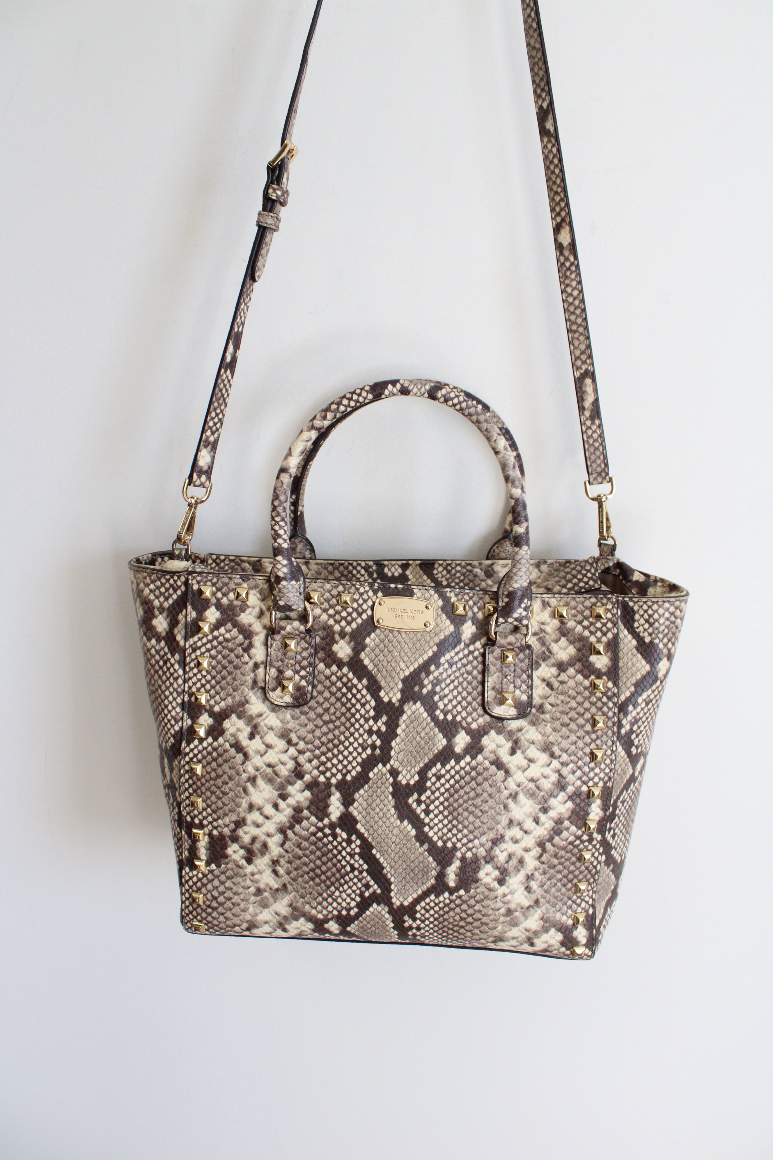 MICHAEL Michael Kors Snakeskin Gold Studded Purse