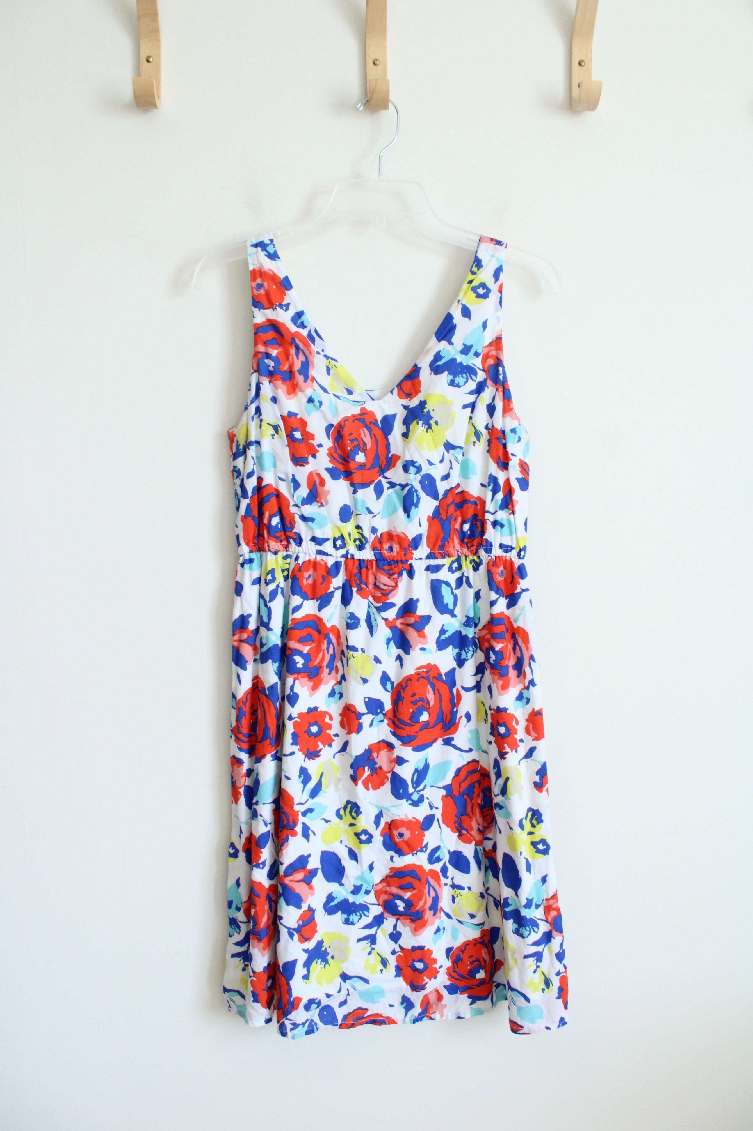 Old Navy Bright Colored Floral White Cotton Dress | 6