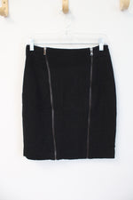 Ann Taylor Black Textured Double Front Zipper Pencil Skirt | 2