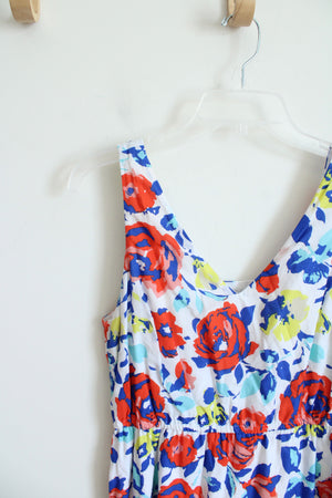 Old Navy Bright Colored Floral White Cotton Dress | 6