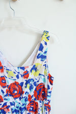 Old Navy Bright Colored Floral White Cotton Dress | 6