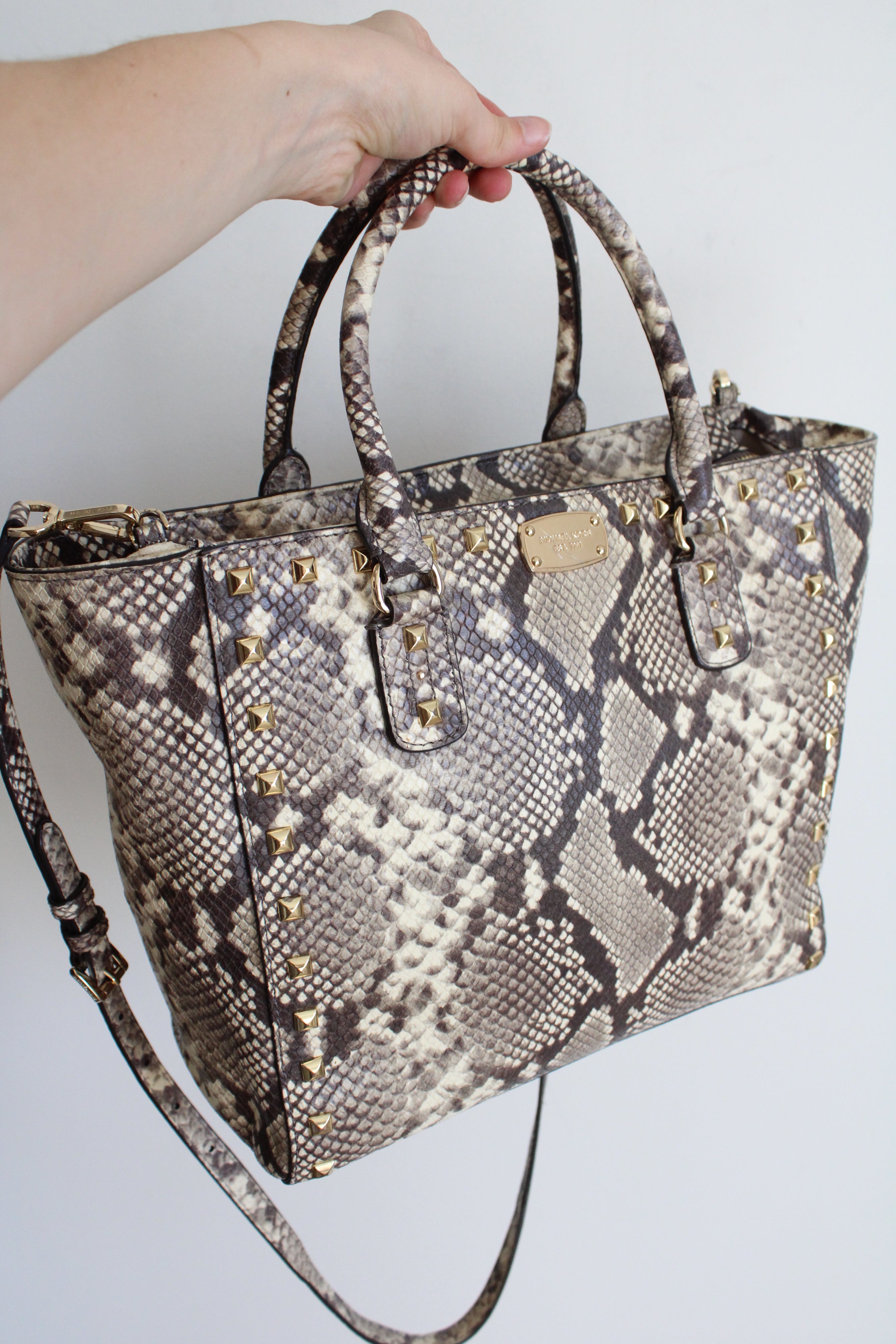 MICHAEL Michael Kors Snakeskin Gold Studded Purse