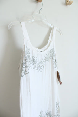 NEW Raya Sun Green Embroidered White Flowy Dress | M