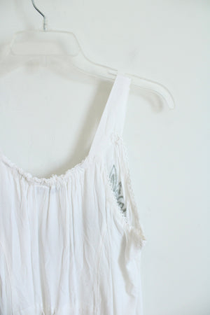 NEW Raya Sun Green Embroidered White Flowy Dress | M