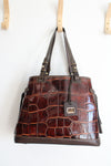 Dooney & Bourke Croco Embossed Leather Brown Purse & Wristlet