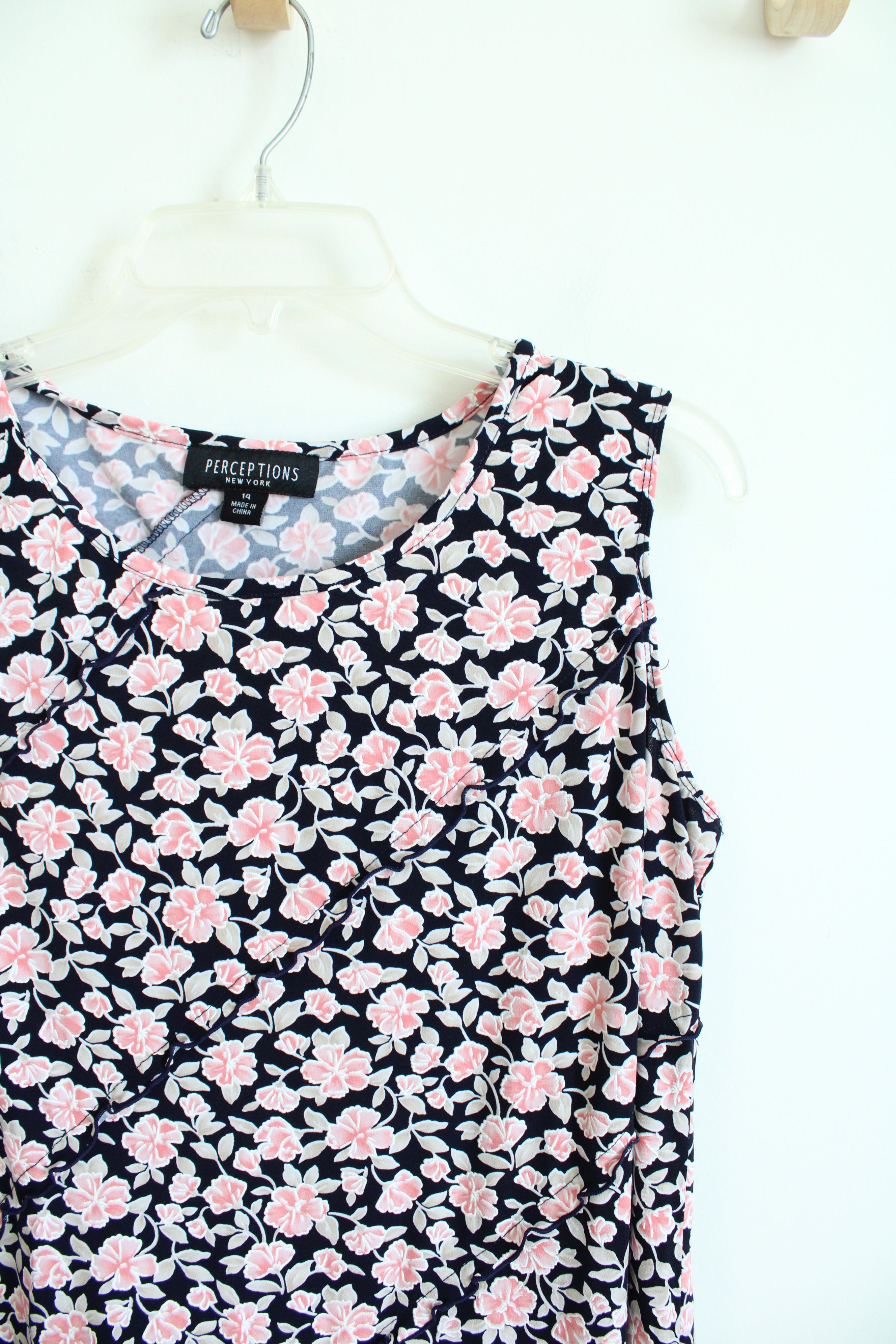 Perceptions Navy & Pink Floral Dress | 14