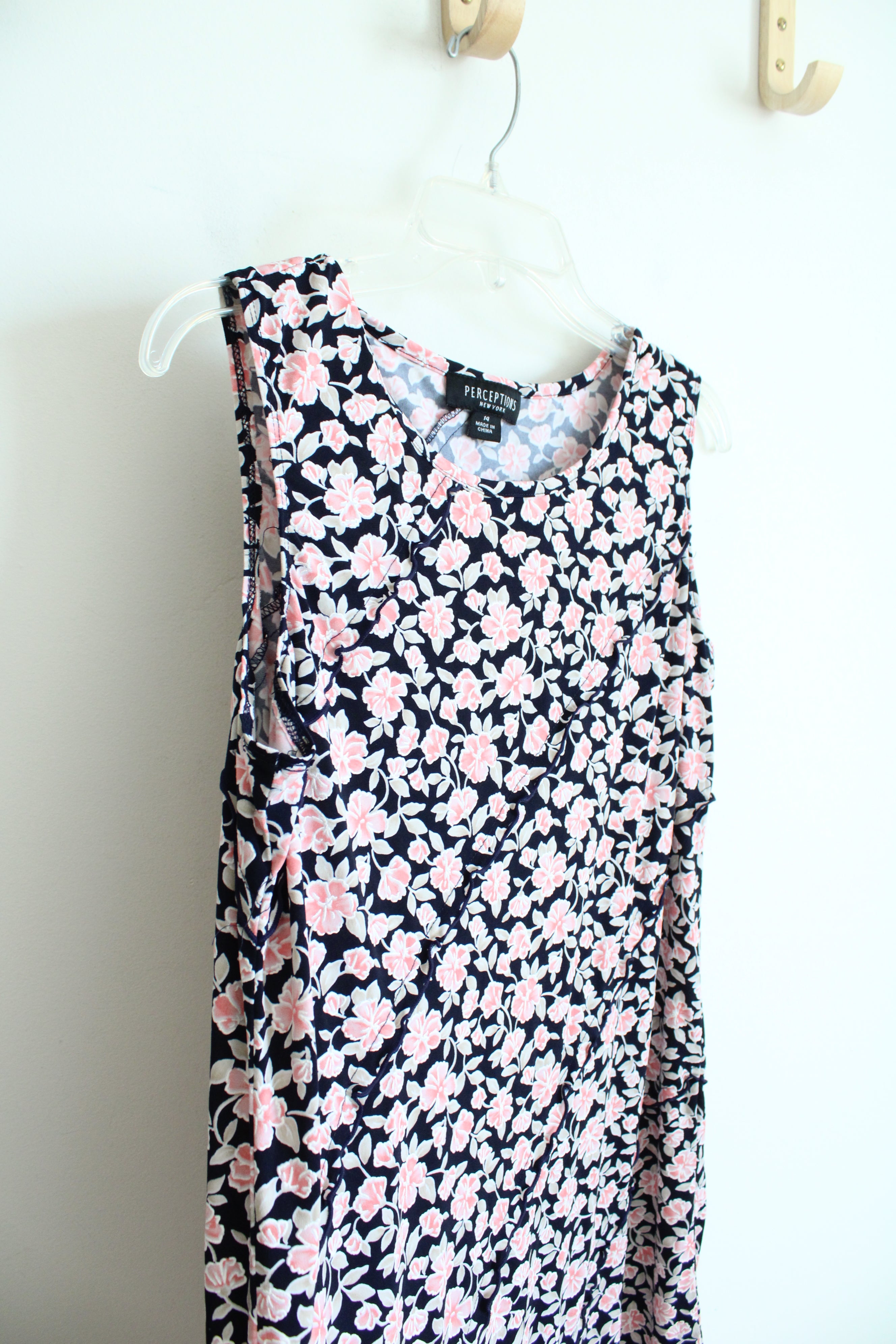 Perceptions Navy & Pink Floral Dress | 14